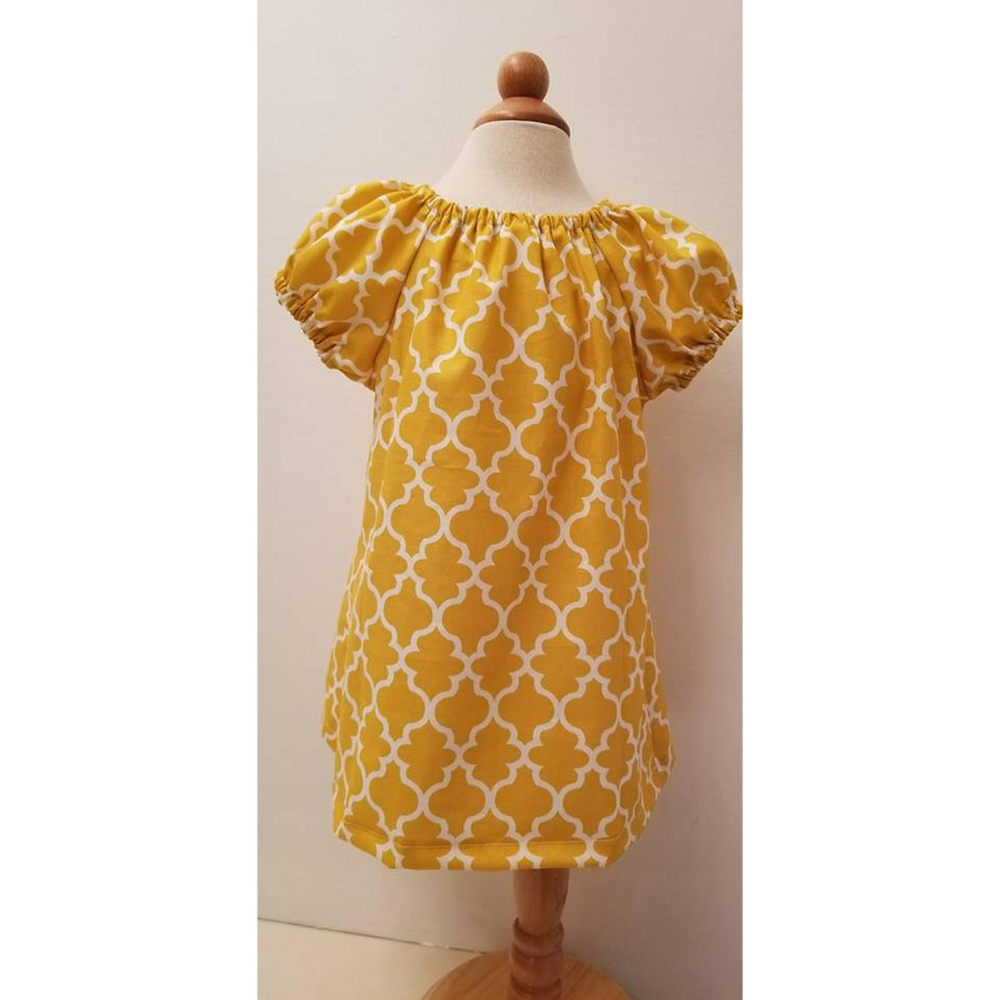 Rivera's Boutique: Mustard Lattice Peasant Dress